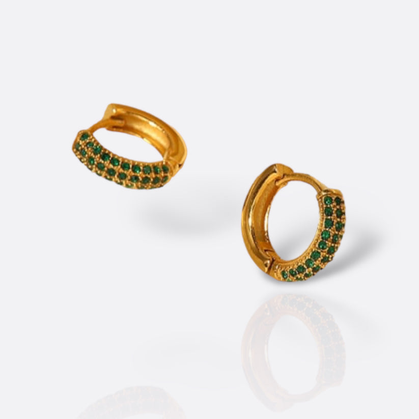 Waterproof 18k Gold Plated Pavé Huggie Hypoallergenic Earrings