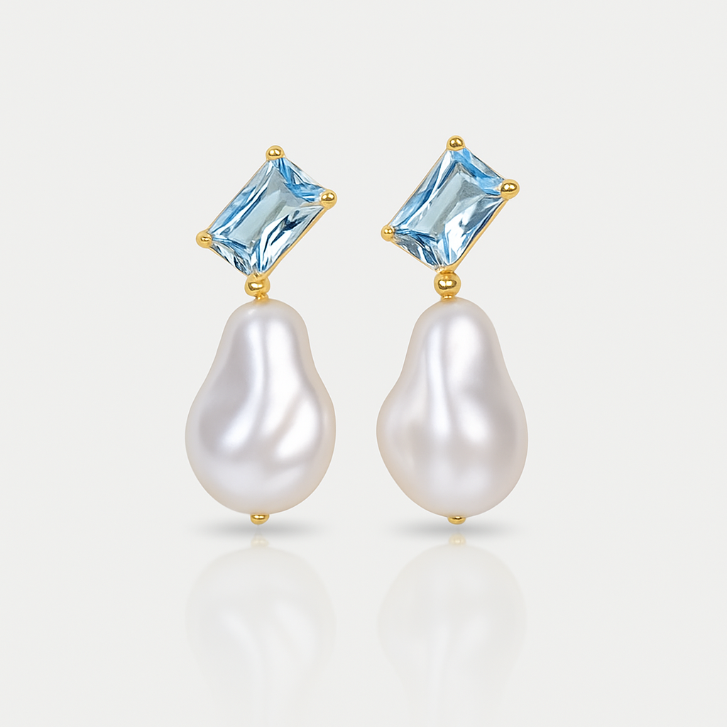 Kai Blue Topaz & Baroque Pearl Earring